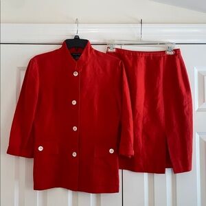Etcetera red suit. Skirt Sz 4 Jacket sz 6 Like new